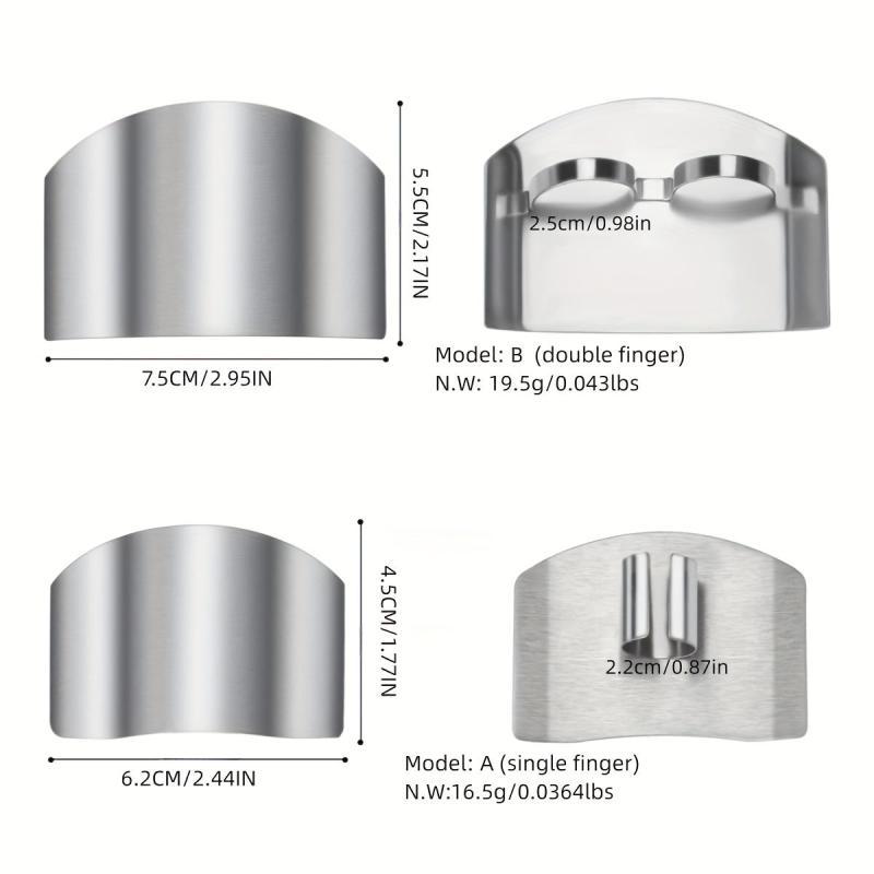 2pcs Stainless Steel Finger Guard for Slicing, Reusable Kitchen Metal Cutting