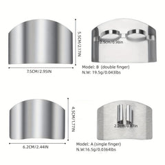2pcs Stainless Steel Finger Guard for Slicing, Reusable Kitchen Metal Cutting