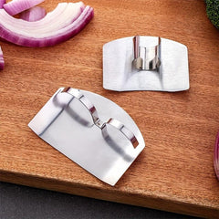 2pcs Stainless Steel Finger Guard for Slicing, Reusable Kitchen Metal Cutting