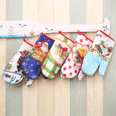 2pcs Printed Cotton Oven Mitts Heat Resistant Baking Insulation Gloves
