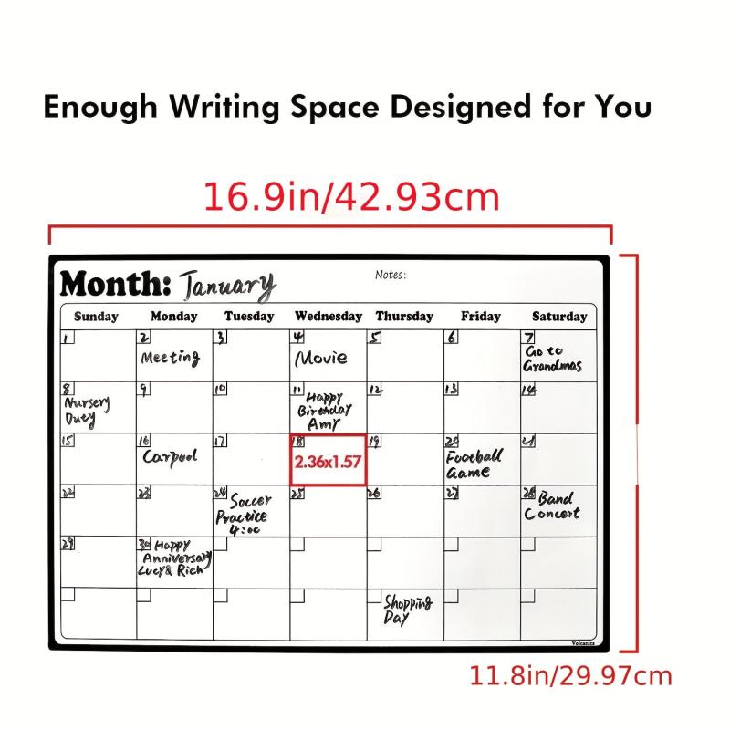 1pc Magnetic Dry Erase Fridge Calendar Board - Kitchen Organizer