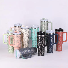 Leopard Print Stainless Steel Tumbler Insulated Coffee Mug