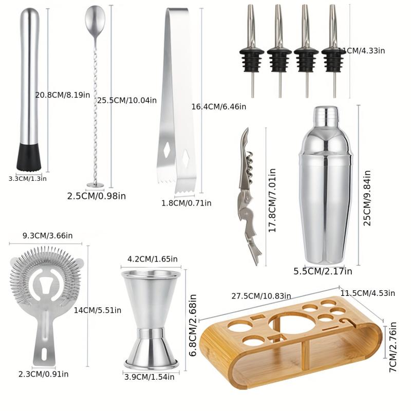 12pcs Bartender Set Cocktail Shaker Set Ice Crusher Shaker