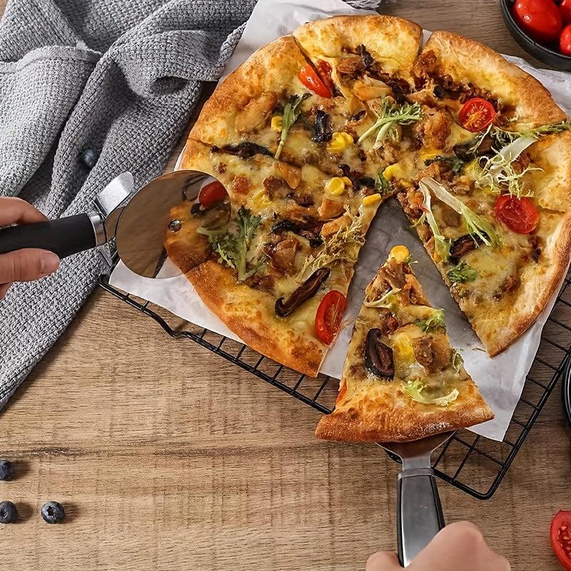 Pizza Cutter Wheel and Shovel Set Stainless Steel