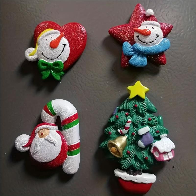 4pcs Christmas Fridge Magnets Santa Claus Tree Snowman