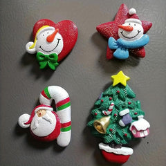 4pcs Christmas Fridge Magnets Santa Claus Tree Snowman