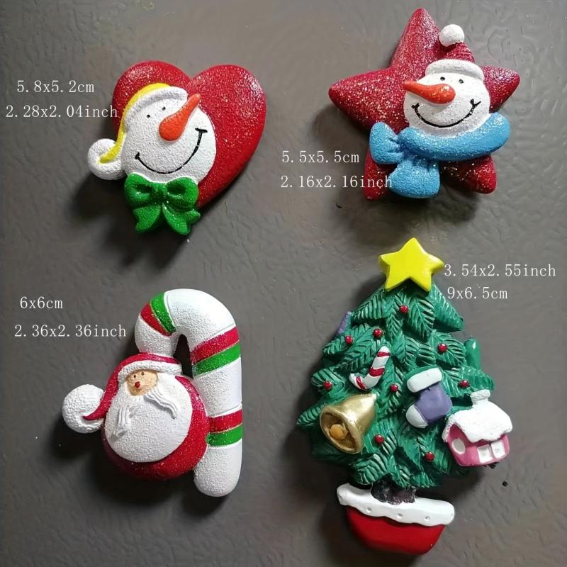4pcs Christmas Fridge Magnets Santa Claus Tree Snowman