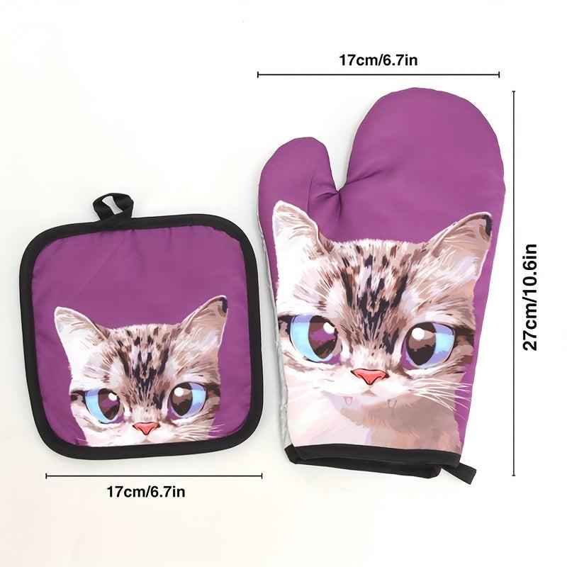 2 Cotton Oven Mitts Colorful Heat Resistant Microwave Baking Gloves