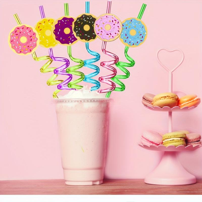 6pcs Straw Donut Straw With Brush Reusable Straw For Milk Water