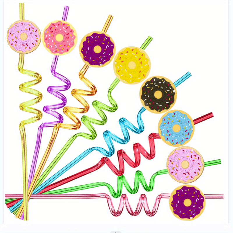 6pcs Straw Donut Straw With Brush Reusable Straw For Milk Water