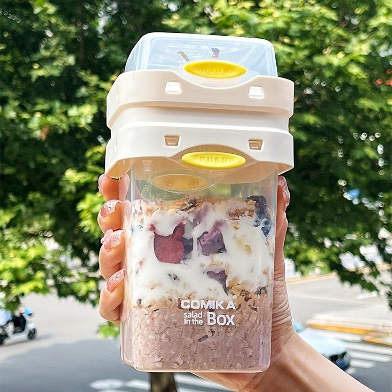 Double Layer Salad Cup with Lunch Box, Portable Shaker for Healthy Eating