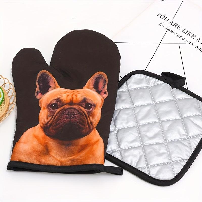 Colorful Printed Oven Mitts & Table Mat Set