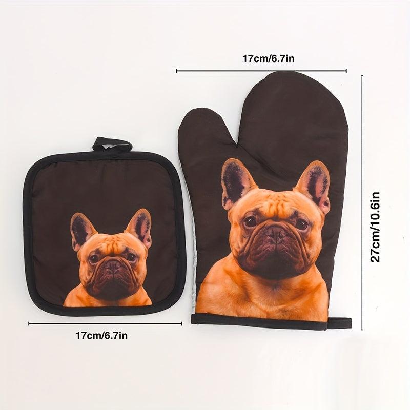 Colorful Printed Oven Mitts & Table Mat Set