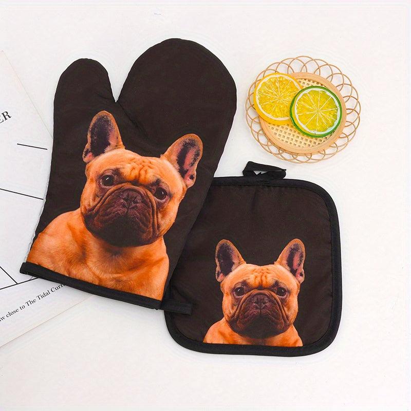 Colorful Printed Oven Mitts & Table Mat Set
