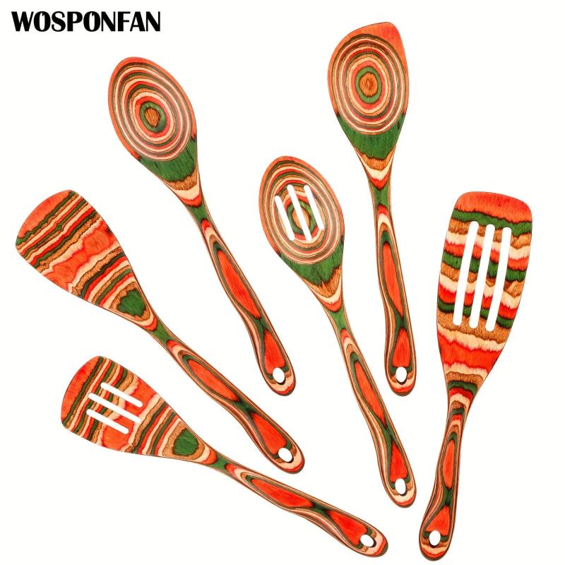 6pcs Pakkawood Kitchen Utensils Set Non stick Cooking Spatulas Spoons