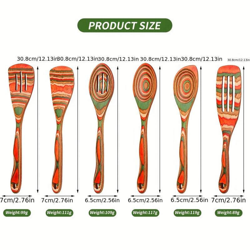 6pcs Pakkawood Kitchen Utensils Set Non stick Cooking Spatulas Spoons