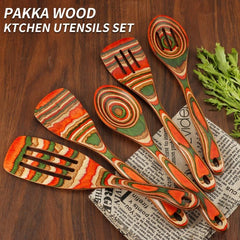 6pcs Pakkawood Kitchen Utensils Set Non stick Cooking Spatulas Spoons