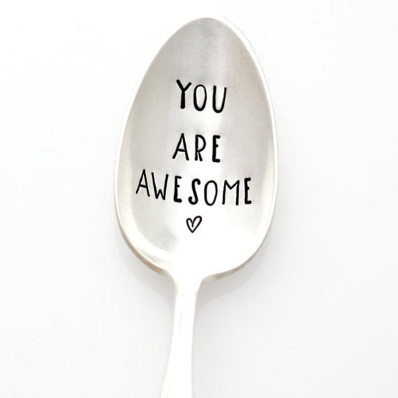 1pc Hand Stamped Spoon You Are Awesome Teaspoon Spoon Stamped Flatware
