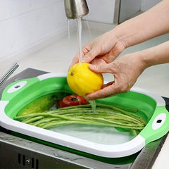 1pc Household Folding Cutting Board with Sink Drain Basket W