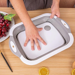 1pc Household Folding Cutting Board with Sink Drain Basket W