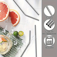 Colorful Rainbow Stainless Steel Straws 17pcs with Cleaning Brushes