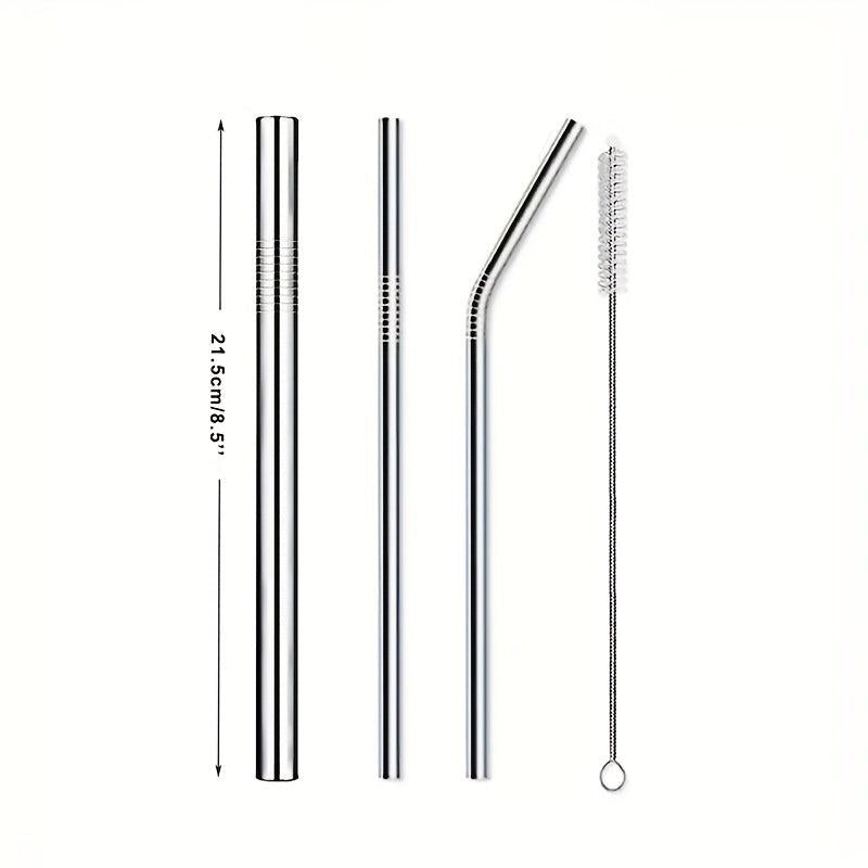 Colorful Rainbow Stainless Steel Straws 17pcs with Cleaning Brushes