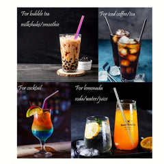 Colorful Rainbow Stainless Steel Straws 17pcs with Cleaning Brushes