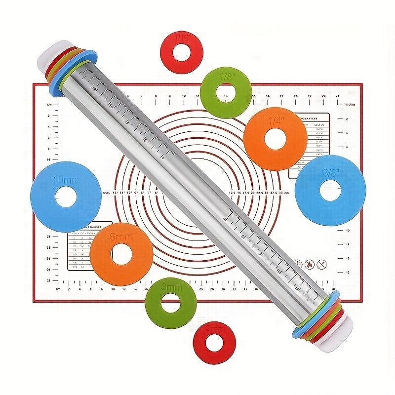 Silicone Baking Mat & Stainless Steel Dough Roller Set