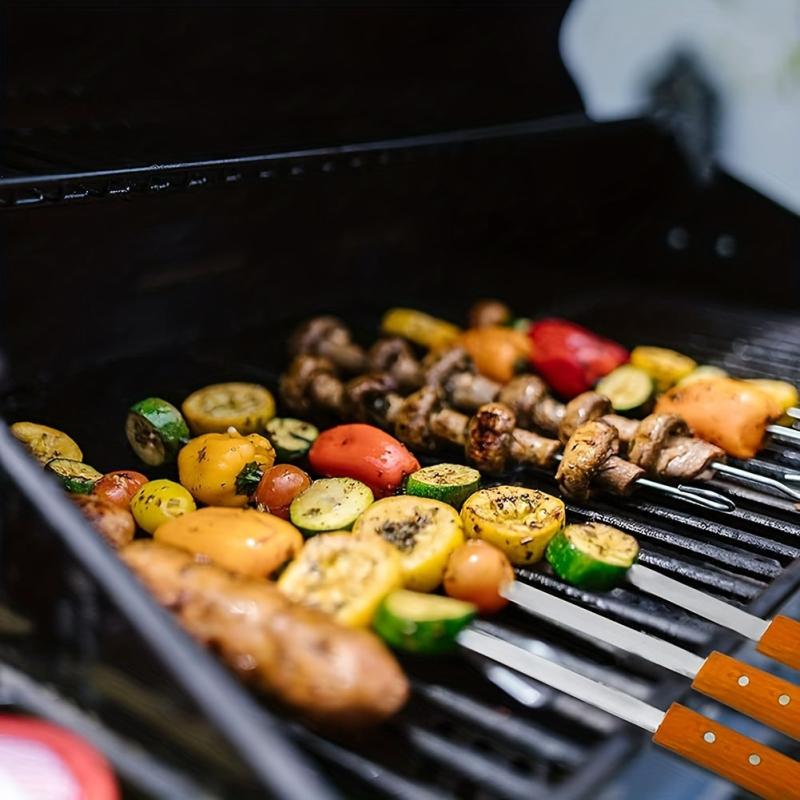 6pcs BBQ Skewers 38cm Long Metal Skewers for Kabobs