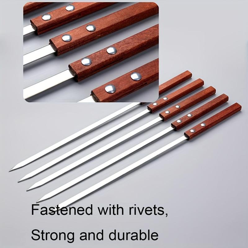 6pcs BBQ Skewers 38cm Long Metal Skewers for Kabobs