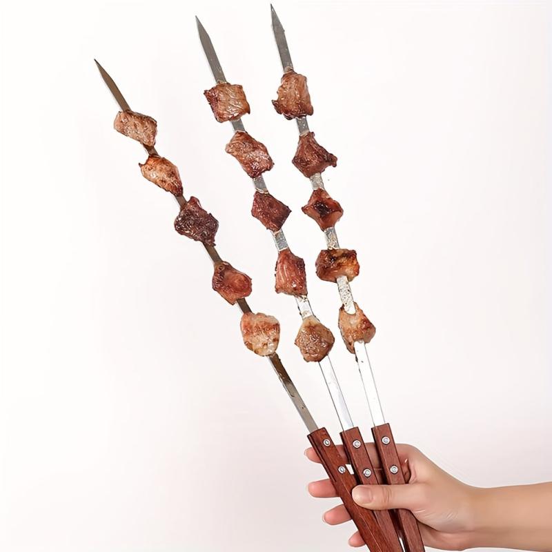 6pcs BBQ Skewers 38cm Long Metal Skewers for Kabobs