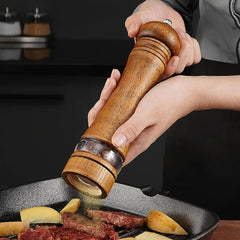 Wooden Pepper Grinder Manual Spice Mill Sea Salt Reusable Bottle BBQ Camping