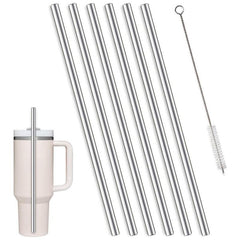 6-Pack Stainless Steel Straws for 40 Oz Tumbler + Cleaning Brush