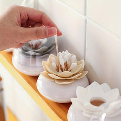 Lotus Shape Swabs Toothpicks Holder Organizer Swab Cosmetic Storage Box