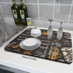 Rubber Dish Drying Mat Absorbent Pad Soft Diatom Mud Desktop Mat