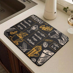Rubber Dish Drying Mat Absorbent Pad Soft Diatom Mud Desktop Mat