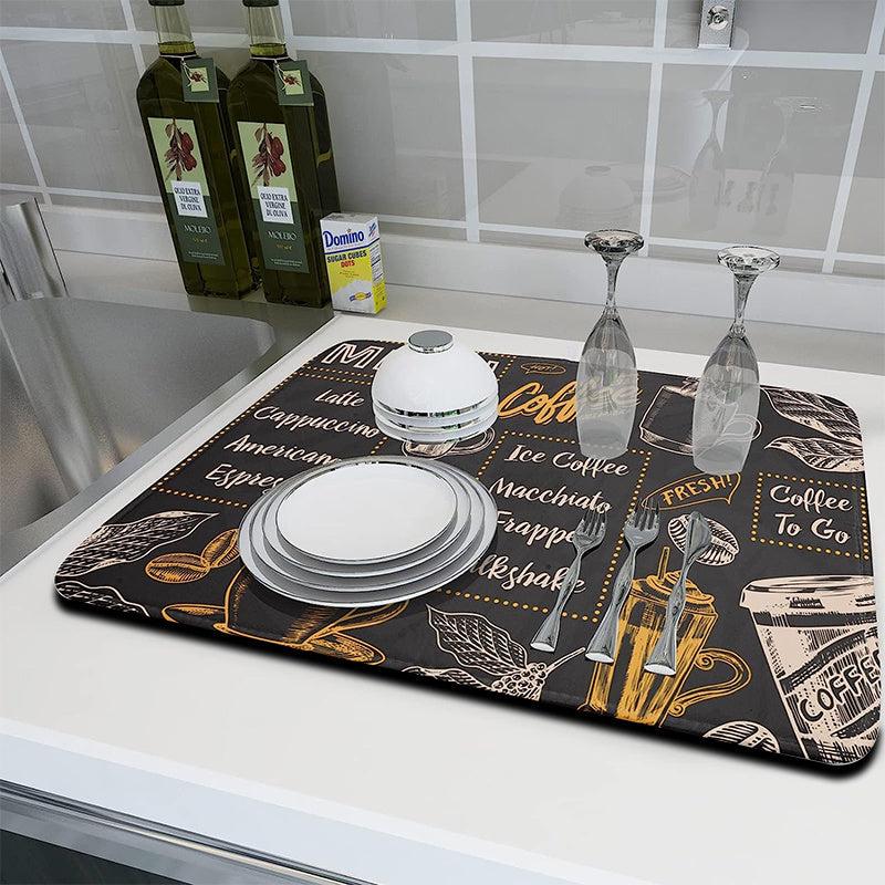 Rubber Dish Drying Mat Absorbent Pad Soft Diatom Mud Desktop Mat