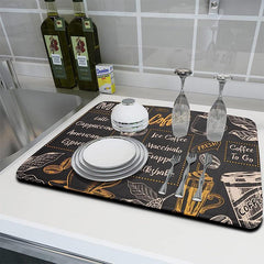 Rubber Dish Drying Mat Absorbent Pad Soft Diatom Mud Desktop Mat