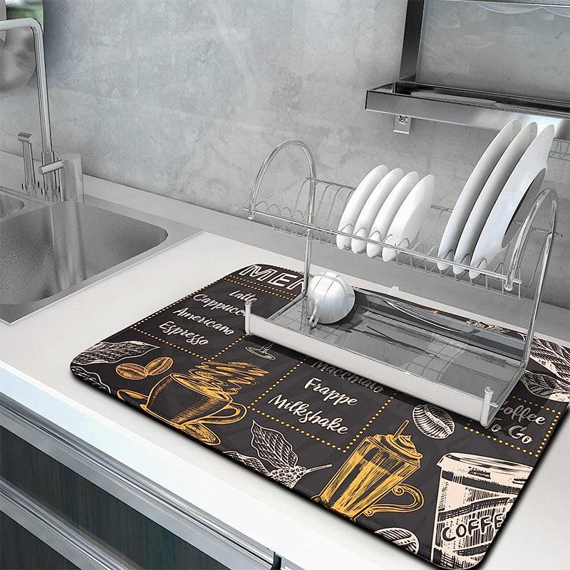 Rubber Dish Drying Mat Absorbent Pad Soft Diatom Mud Desktop Mat