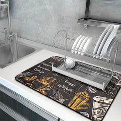 Rubber Dish Drying Mat Absorbent Pad Soft Diatom Mud Desktop Mat
