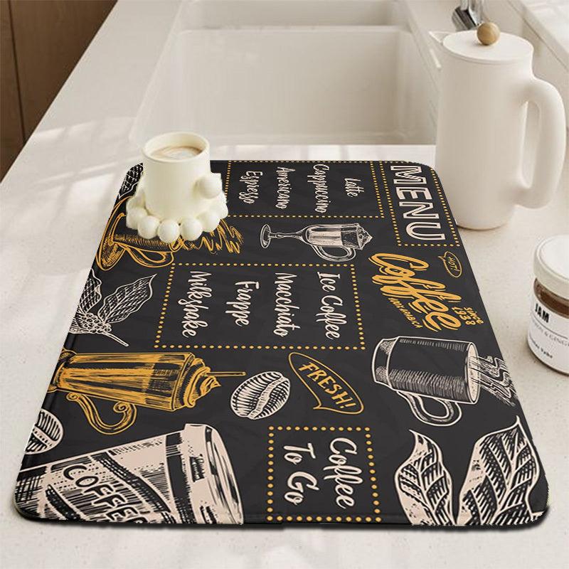 Rubber Dish Drying Mat Absorbent Pad Soft Diatom Mud Desktop Mat
