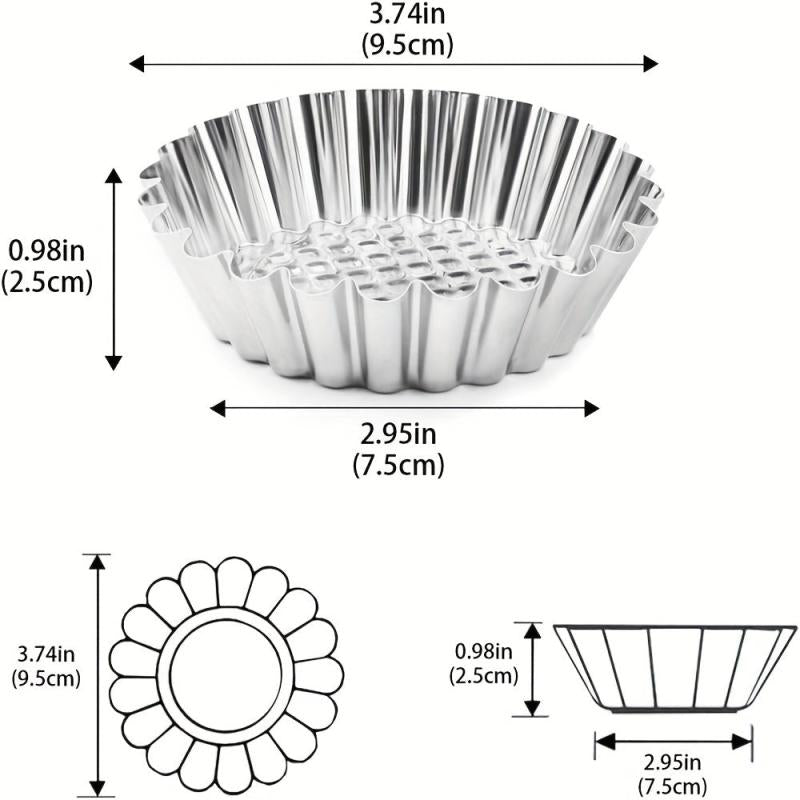 10 20pcs Egg Tart Molds 9 Stainless Steel Mini Tart Pans Reusable