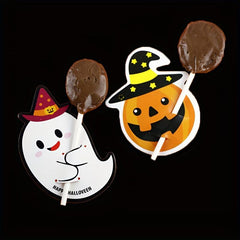 50pcs Halloween Pumpkin Lollipop Decoration Paper Card Cake Greeting Label