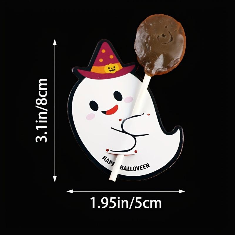 50pcs Halloween Pumpkin Lollipop Decoration Paper Card Cake Greeting Label