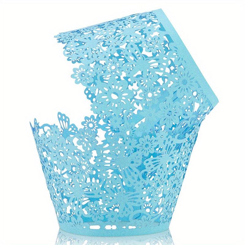 50pcs Lace Cupcake Wrappers Laser Cut Cupcake Muffin Cups for Party