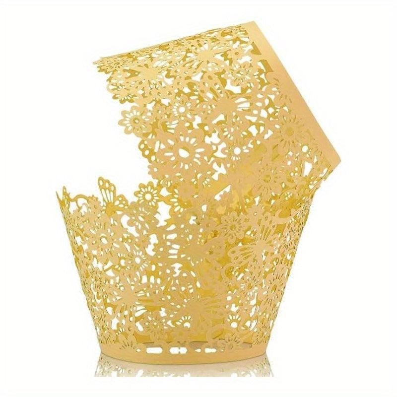 50pcs Lace Cupcake Wrappers Laser Cut Cupcake Muffin Cups for Party