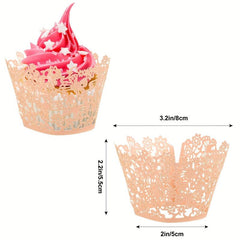 50pcs Lace Cupcake Wrappers Laser Cut Cupcake Muffin Cups for Party