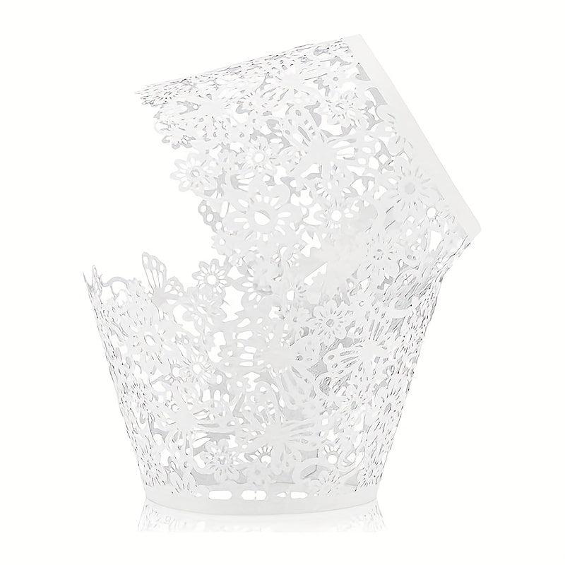 50pcs Lace Cupcake Wrappers Laser Cut Cupcake Muffin Cups for Party