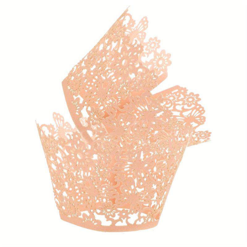 50pcs Lace Cupcake Wrappers Laser Cut Cupcake Muffin Cups for Party