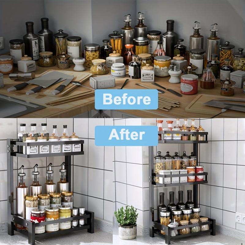 2 Tier Spice Rack for Kitchen Countertop Organization